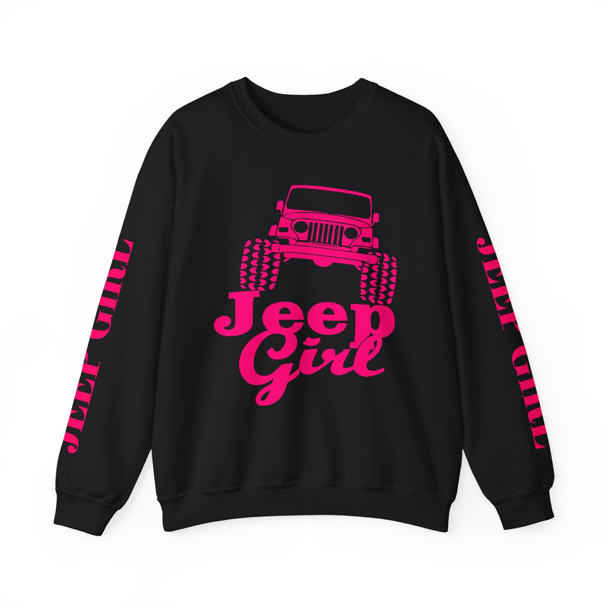 Jeep Girl Crewneck Sweatshirt — Pink Off‑Road Jeep Graphic