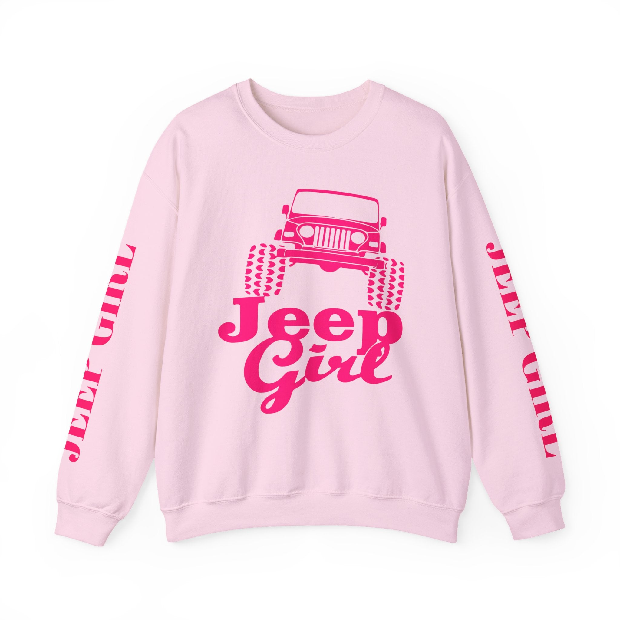 Jeep Girl Crewneck Sweatshirt — Pink Off‑Road Jeep Graphic