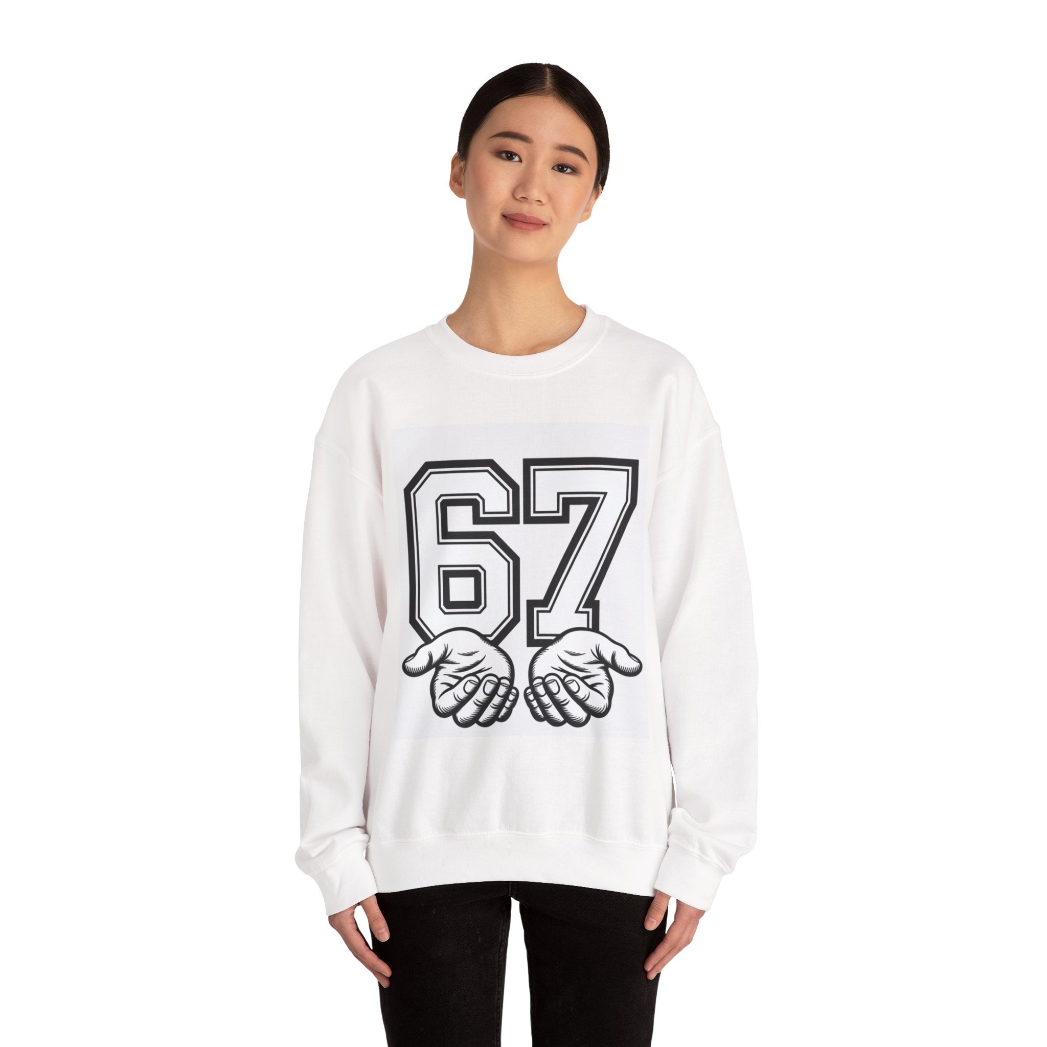 Crewneck Sweatshirt — 67 with Open Hands Graphic
