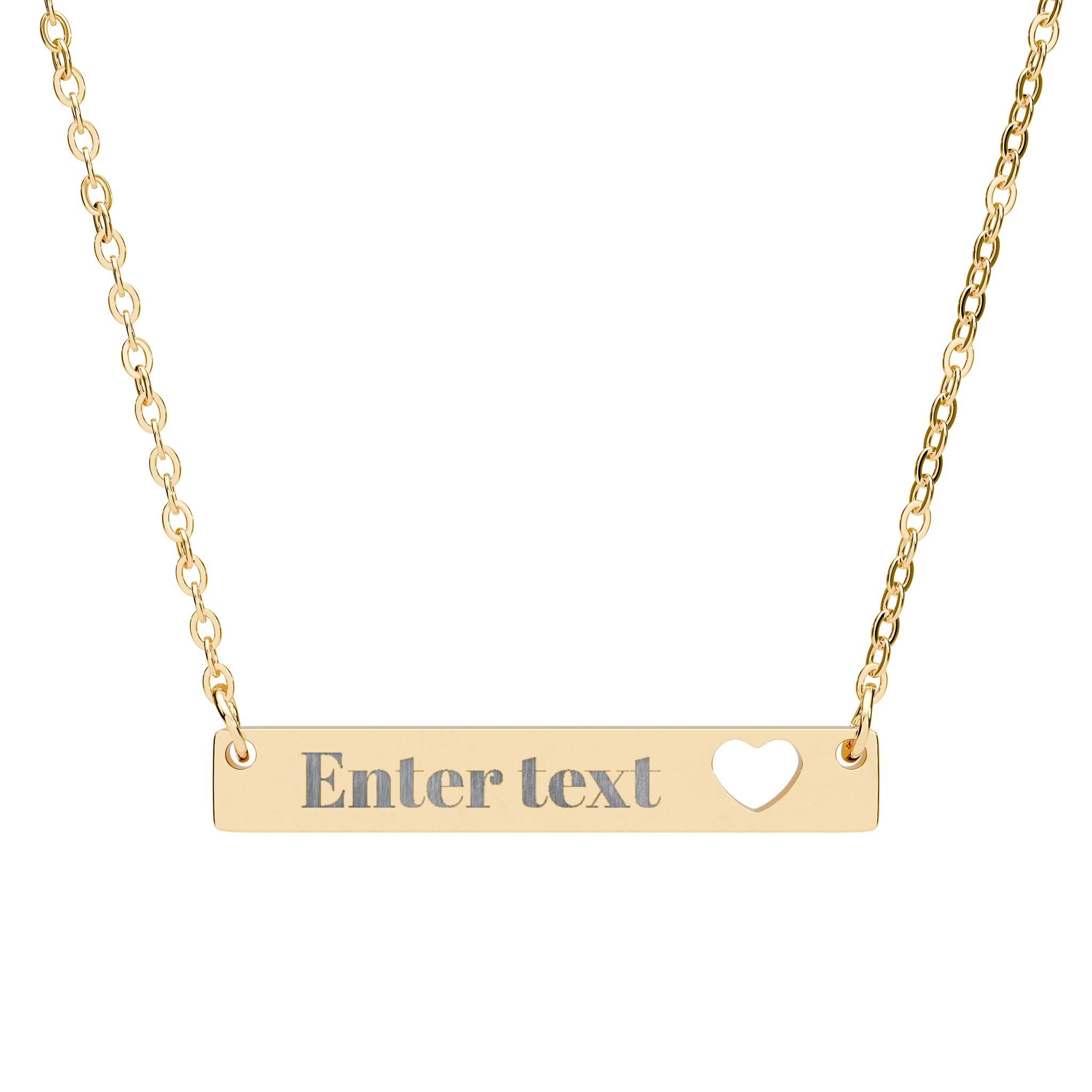 Engravable Cutout Heart Bar Necklace — Personalized Name & Message Jewelry