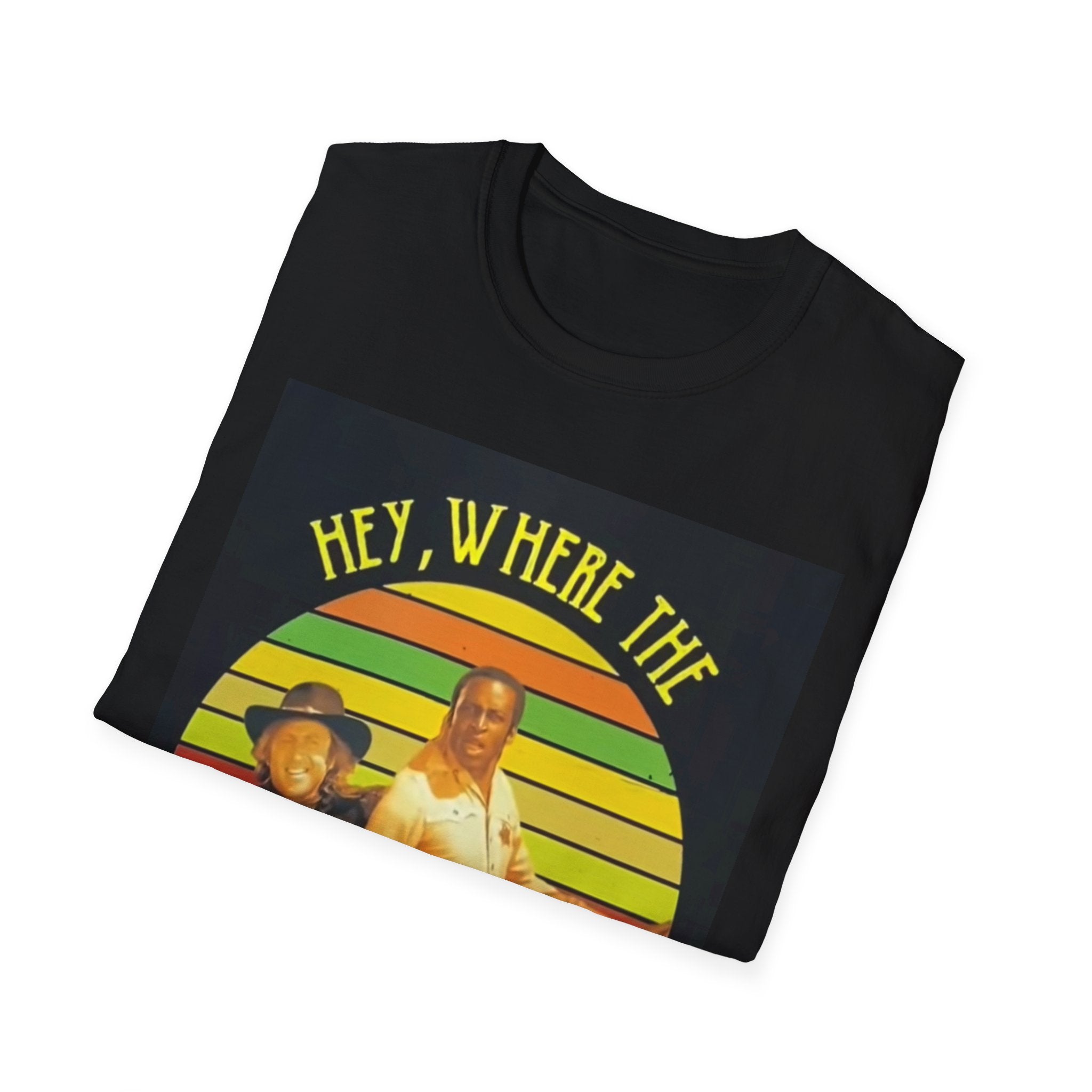 Hey, Where The White Women At? Graphic T-Shirt — Retro Sunset Comedy Tee