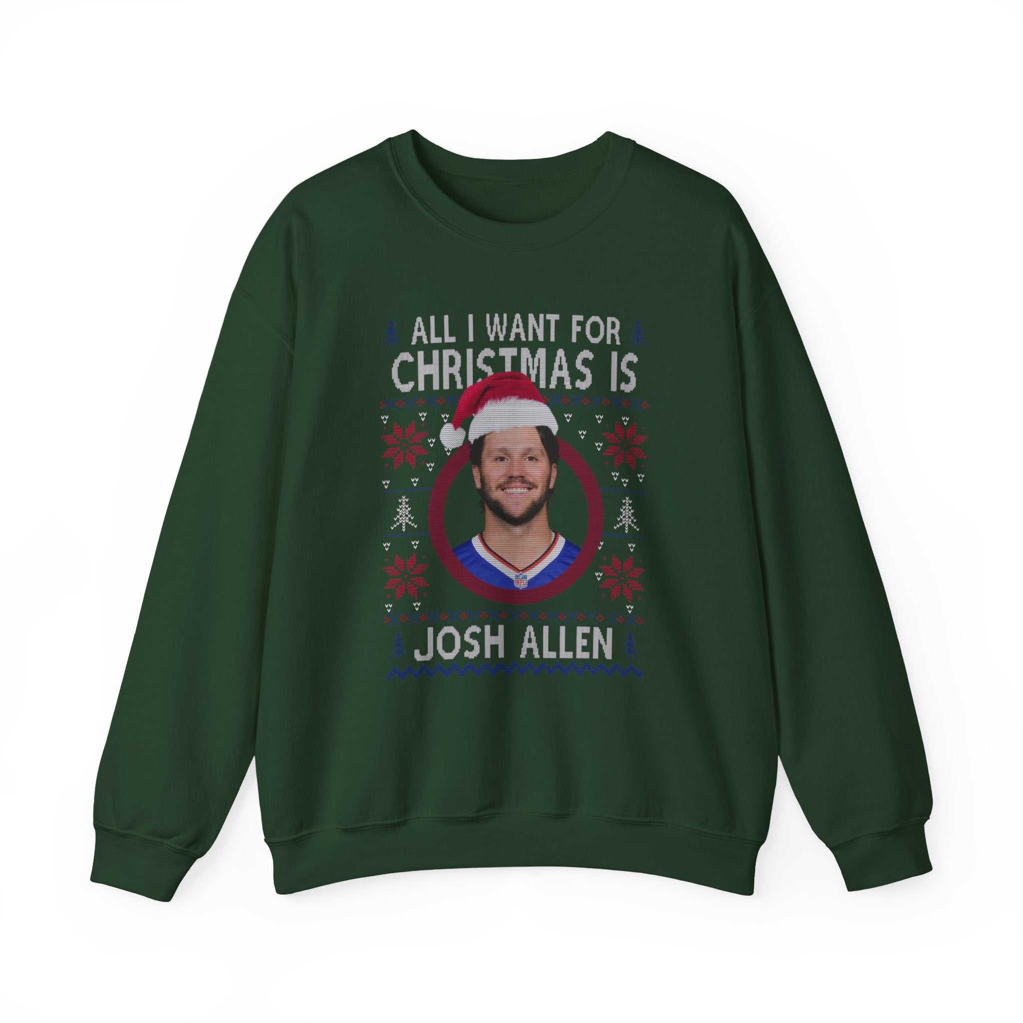 Josh Allen Christmas Sweatshirt — "All I Want for Christmas Is Josh Allen" Holiday Crewneck