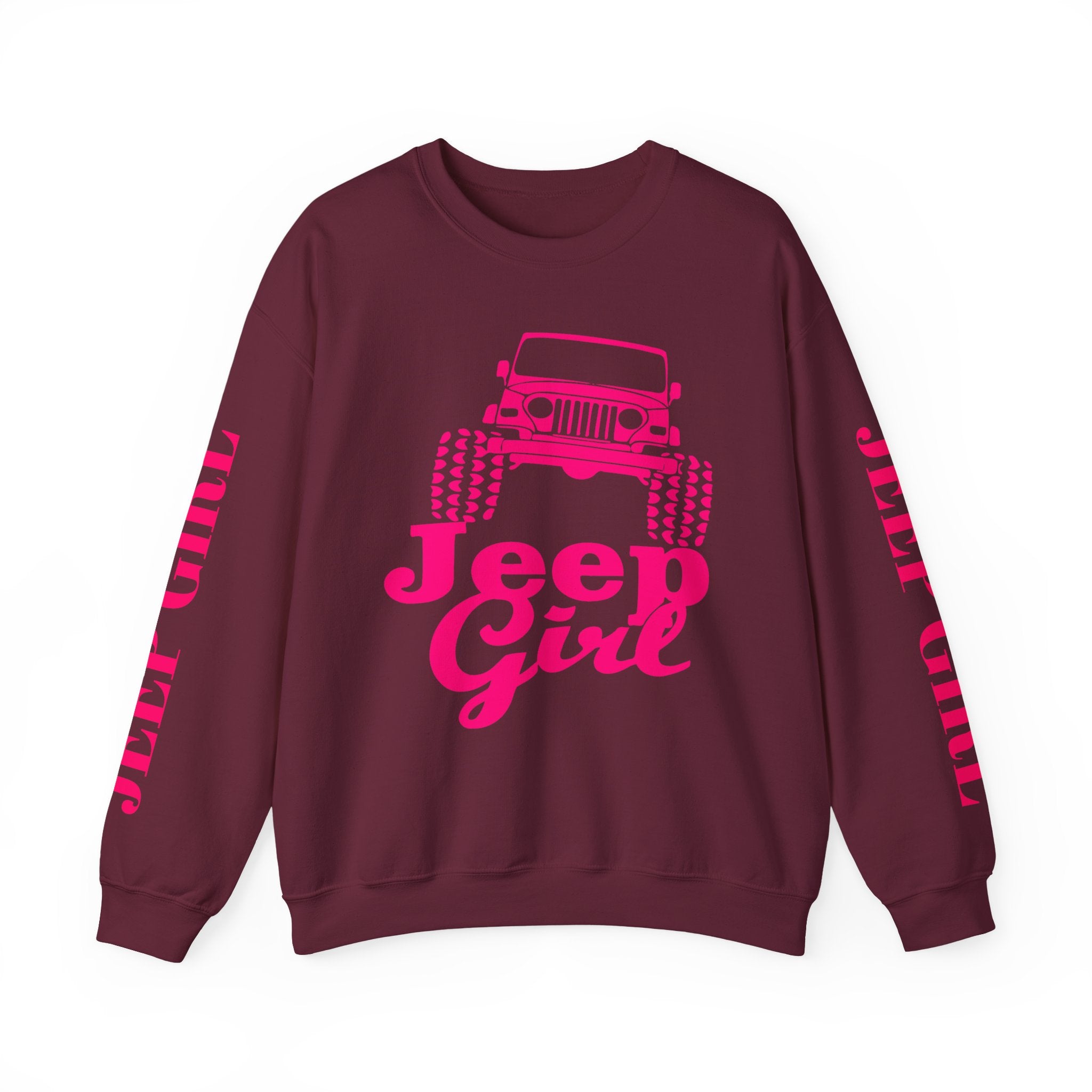 Jeep Girl Crewneck Sweatshirt — Pink Off‑Road Jeep Graphic
