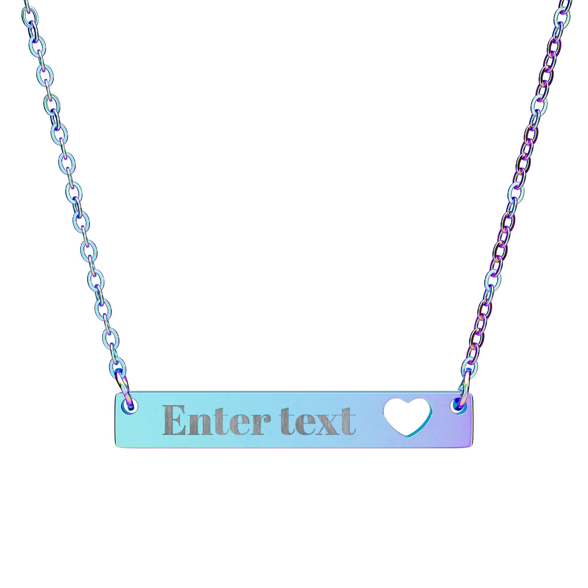 Engravable Cutout Heart Bar Necklace — Personalized Name & Message Jewelry