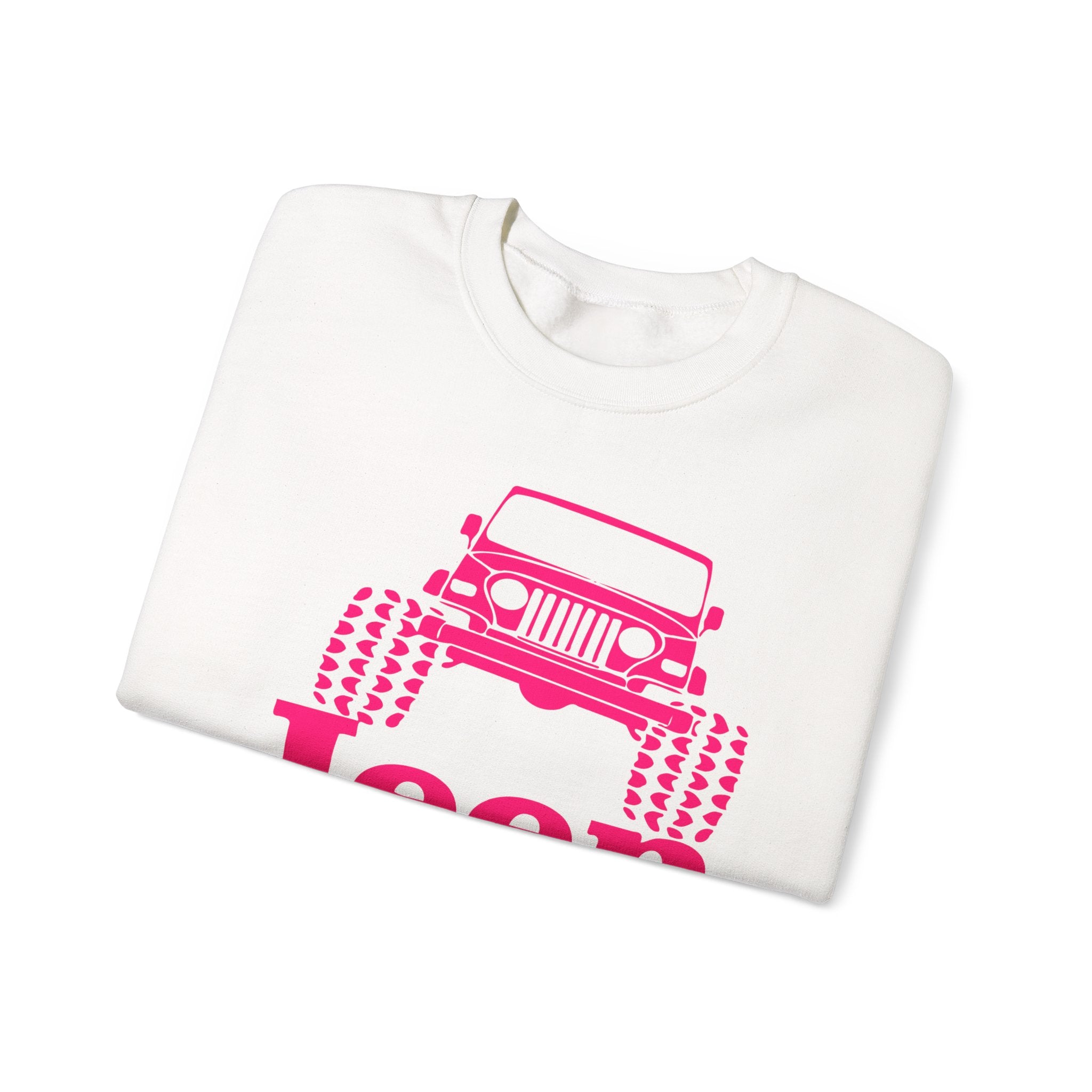 Jeep Girl Crewneck Sweatshirt — Pink Off‑Road Jeep Graphic
