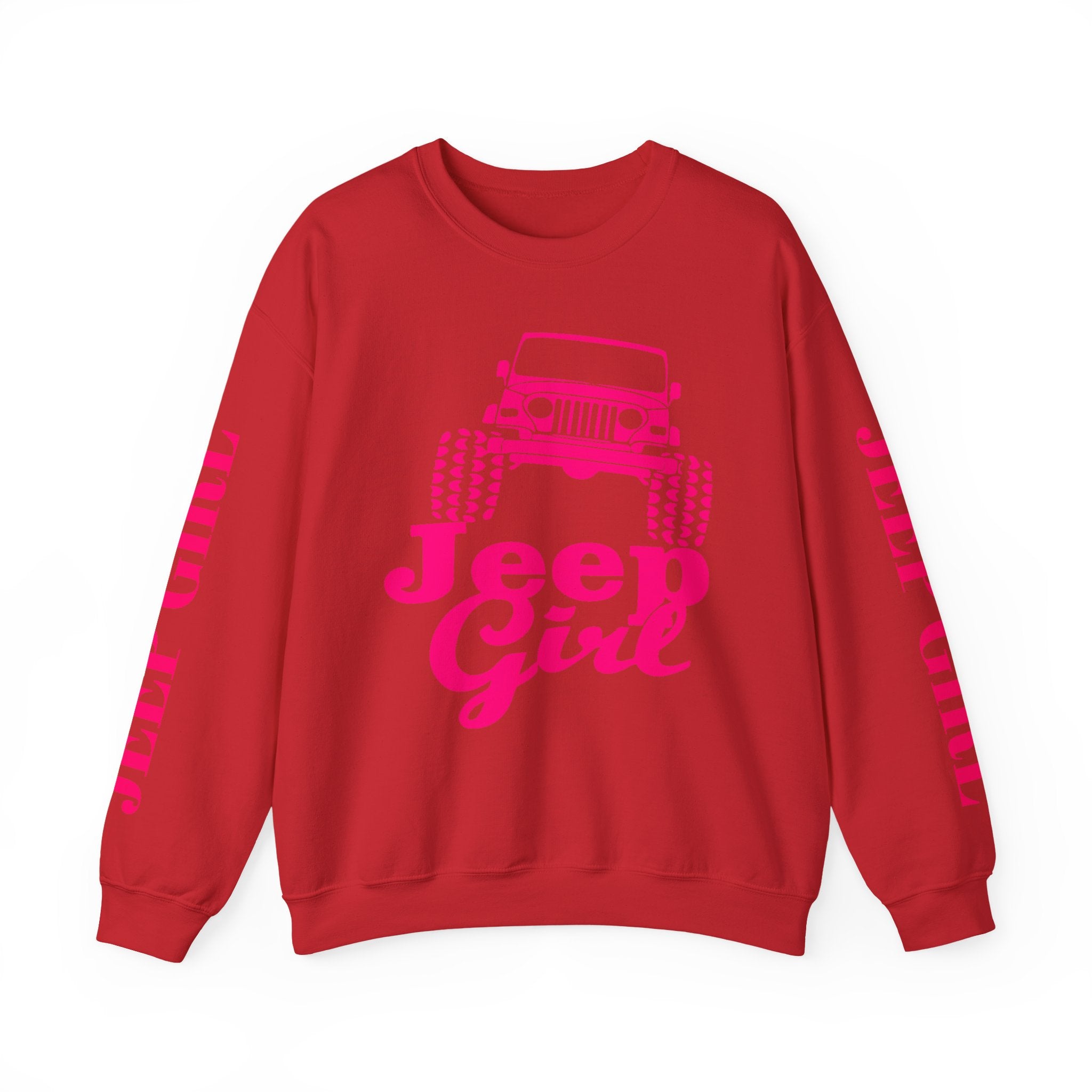Jeep Girl Crewneck Sweatshirt — Pink Off‑Road Jeep Graphic