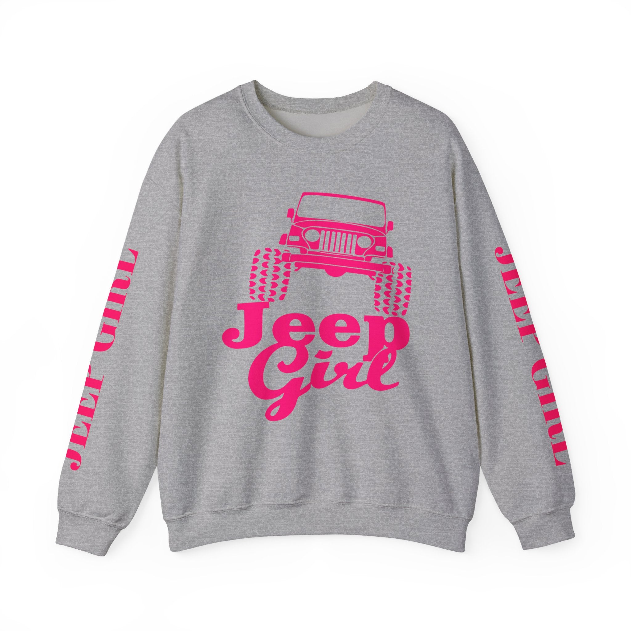 Jeep Girl Crewneck Sweatshirt — Pink Off‑Road Jeep Graphic