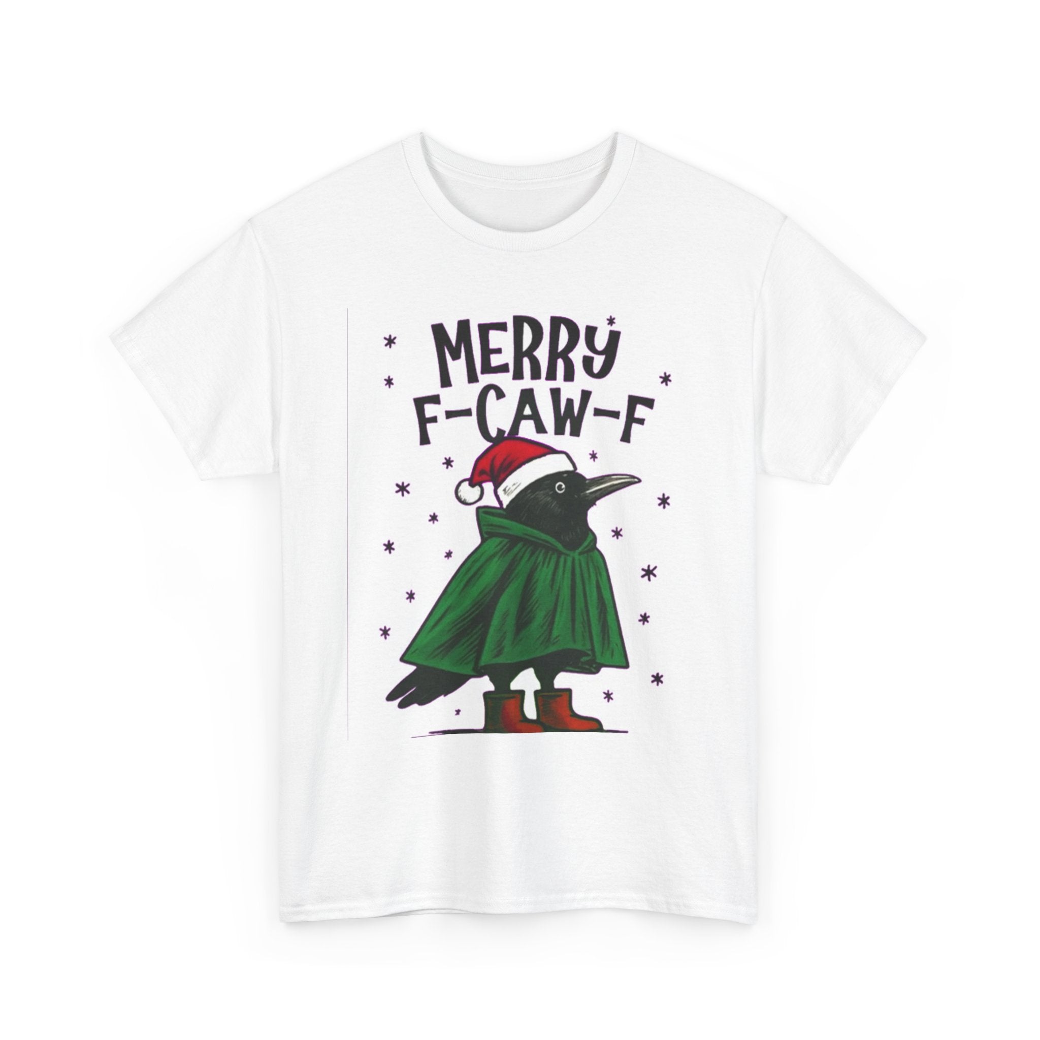 Merry F-Caw-F Crow Christmas Tee — Funny Holiday Raven T-Shirt