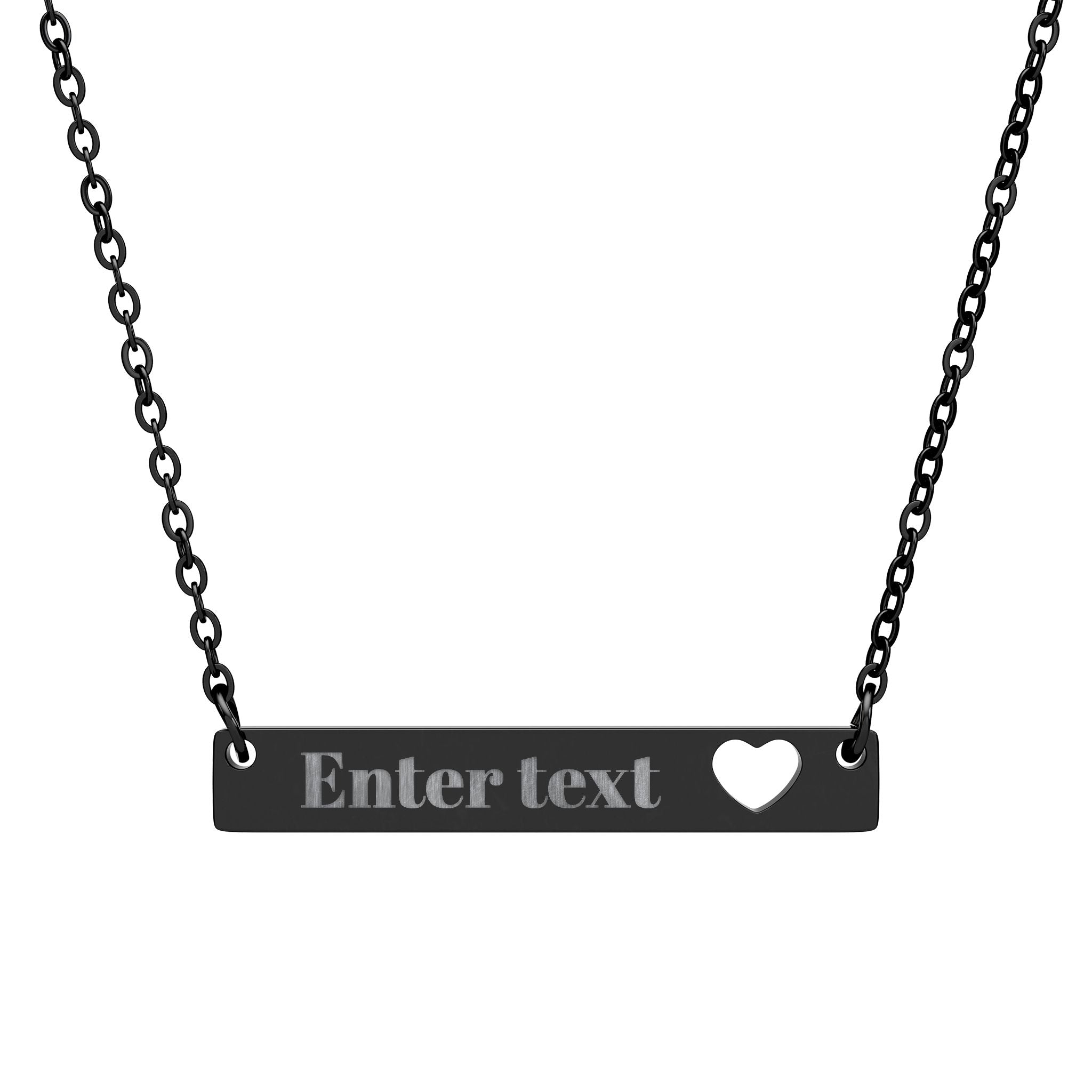 Engravable Cutout Heart Bar Necklace — Personalized Name & Message Jewelry
