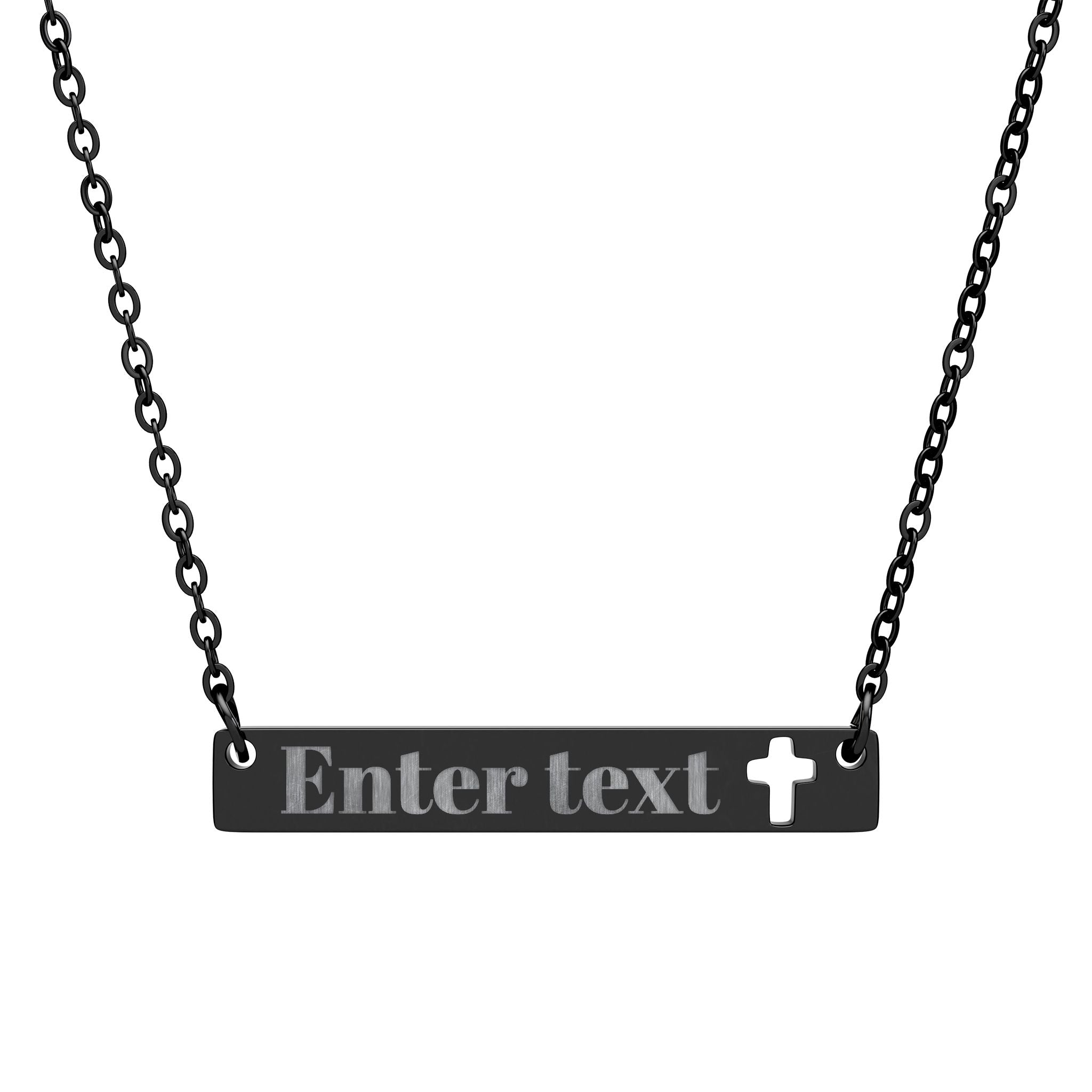 Cutout Cross Bar Necklace (Engraving)