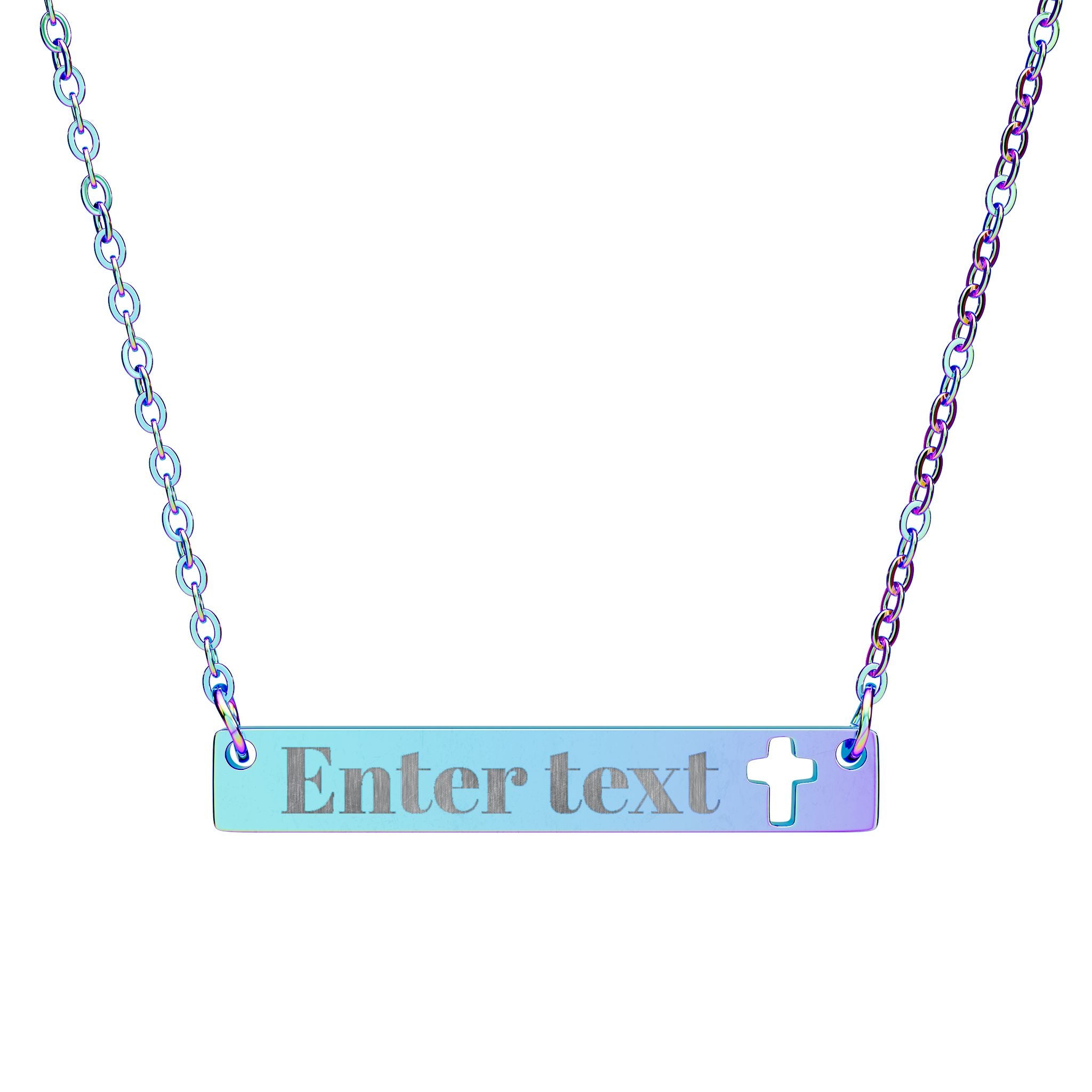 Cutout Cross Bar Necklace (Engraving)